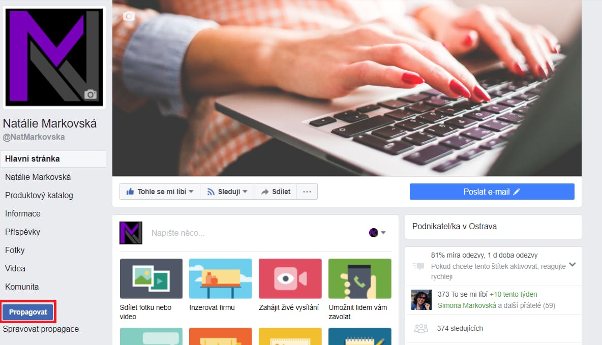 Propagace facebookového profilu